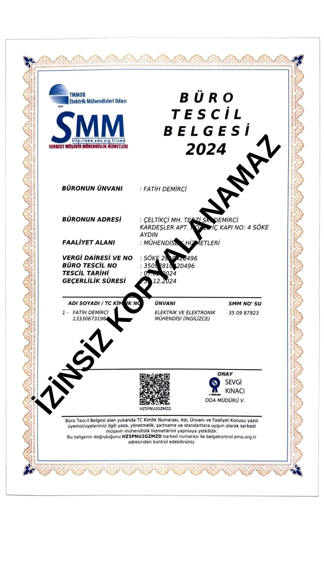 Topraklama Yetkilendirme Belgesi